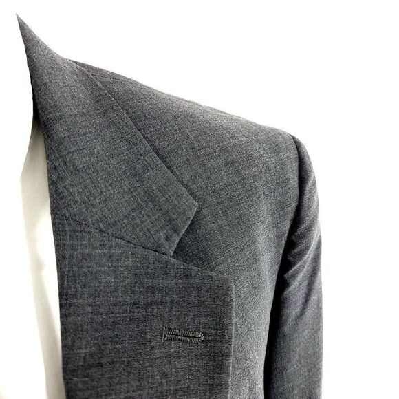 DAMAGED Jos A Bank Wool 2 Button Blazer 42R Gray‎ Twill Spec - Picture 2 of 15
